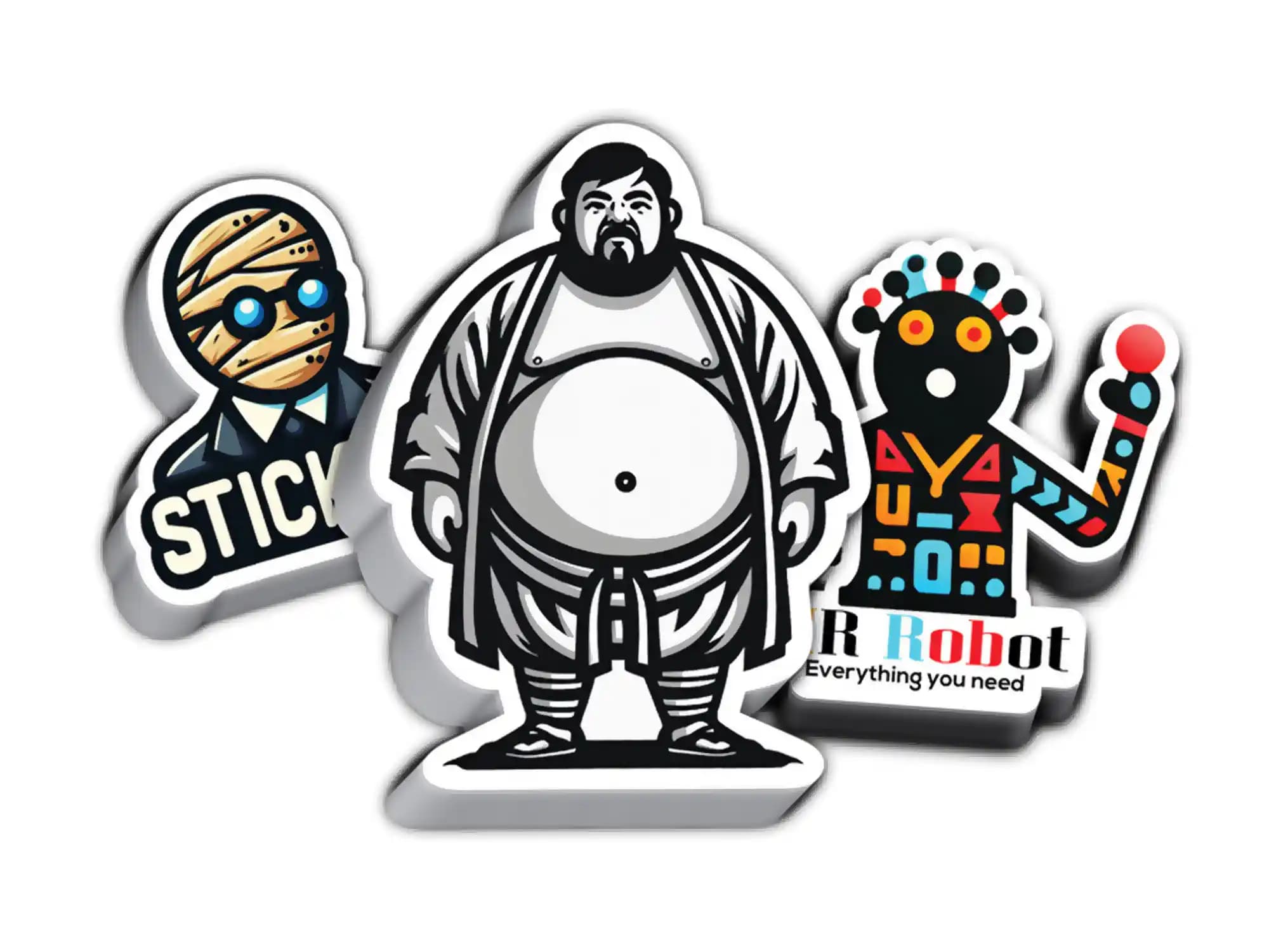 Waterproof individual stickers with strong adhesive for outdoor promotions.