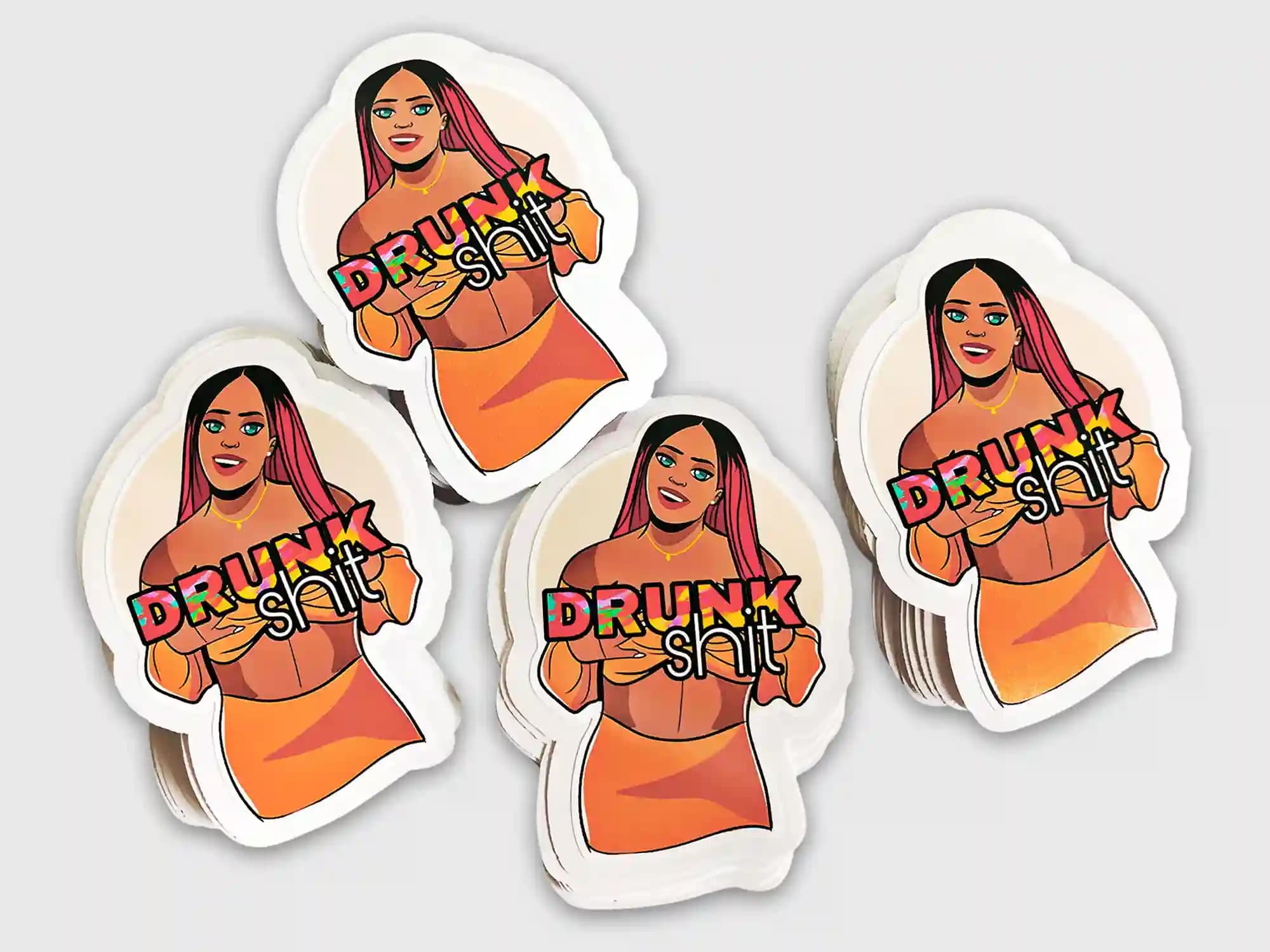 Affordable waterproof stickers with strong adhesive for car bumpers or laptops.